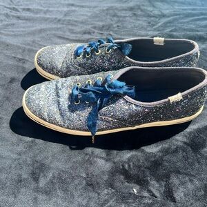 Keds X Kate Spade Blue Glitter Sneakers Size 8.5